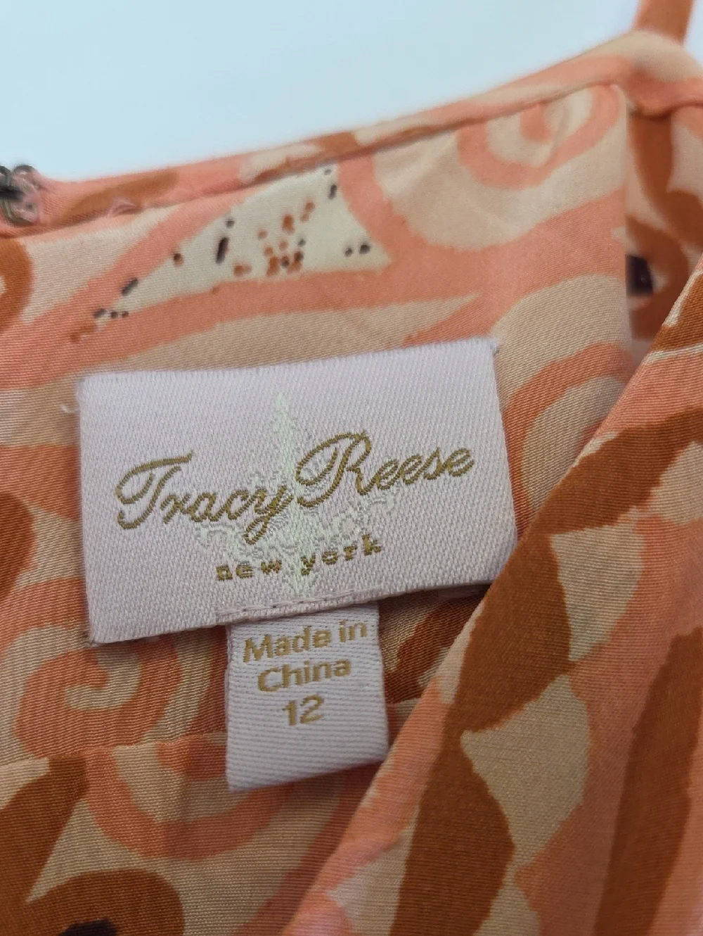 Tracy Reese Peach Printed Maxi Dress with Spaghetti Straps - Picture 2 of 6
